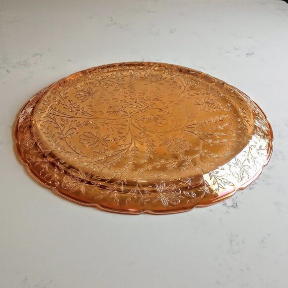 Jeannette Floragold Depression Glass Round Tray Platter - Picture 3 of 4